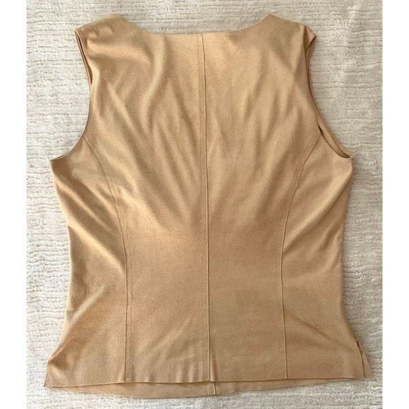 Max Studio Golden Yellow Womens Sleeveless Top Sz M Microfiber Faux Suede - Picture 4 of 12